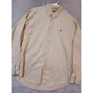 Vintage Polo Ralph Lauren Shirt Men Extra Large Beige Oxford Cloth Preppy 90s XL